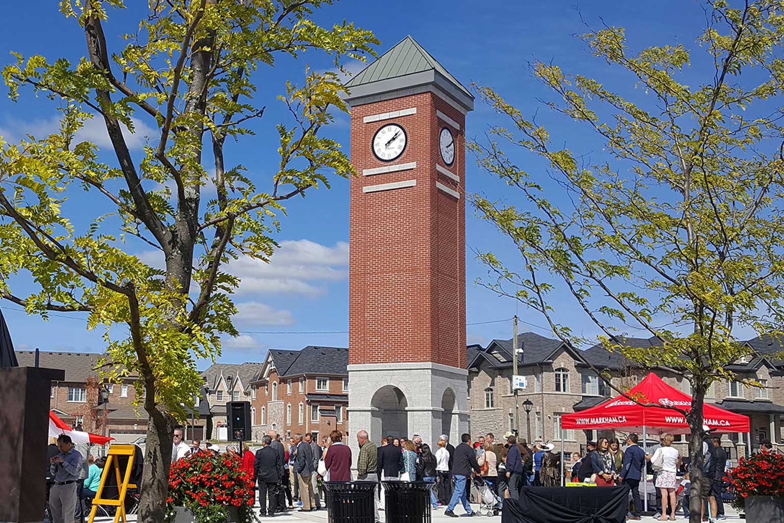 Berczy Square Clock Tower in Markham, ON, courtesy of The MBTW Group
