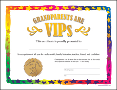 Download Grandparents Are VIPs Color Certificate